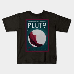 Art Deco Space Travel Poster - Pluto Kids T-Shirt